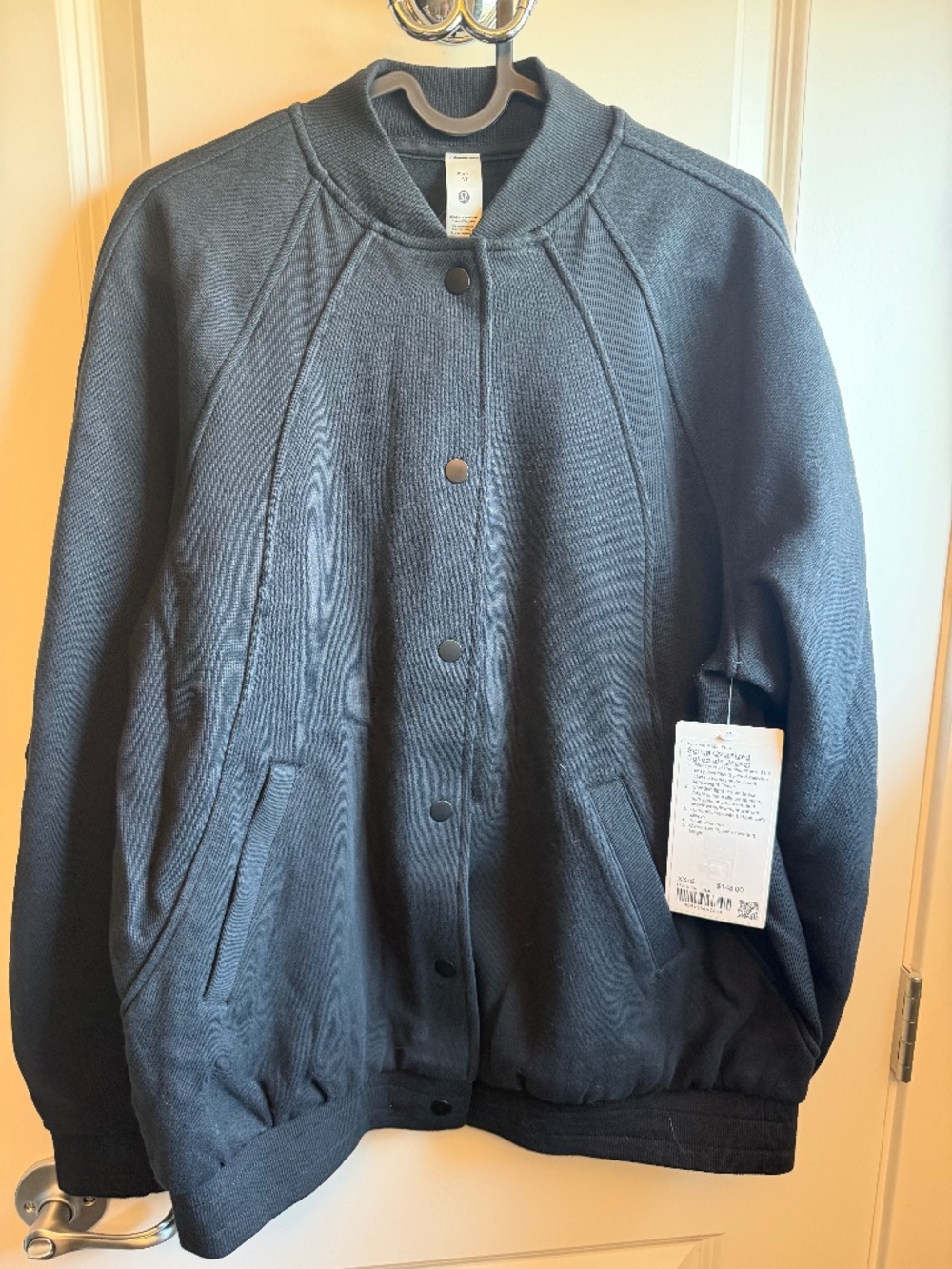 Black Scuba Oversized Collegiate Jacket XS/S NWT